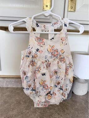 Chic Floral Baby Romper with Lace Details